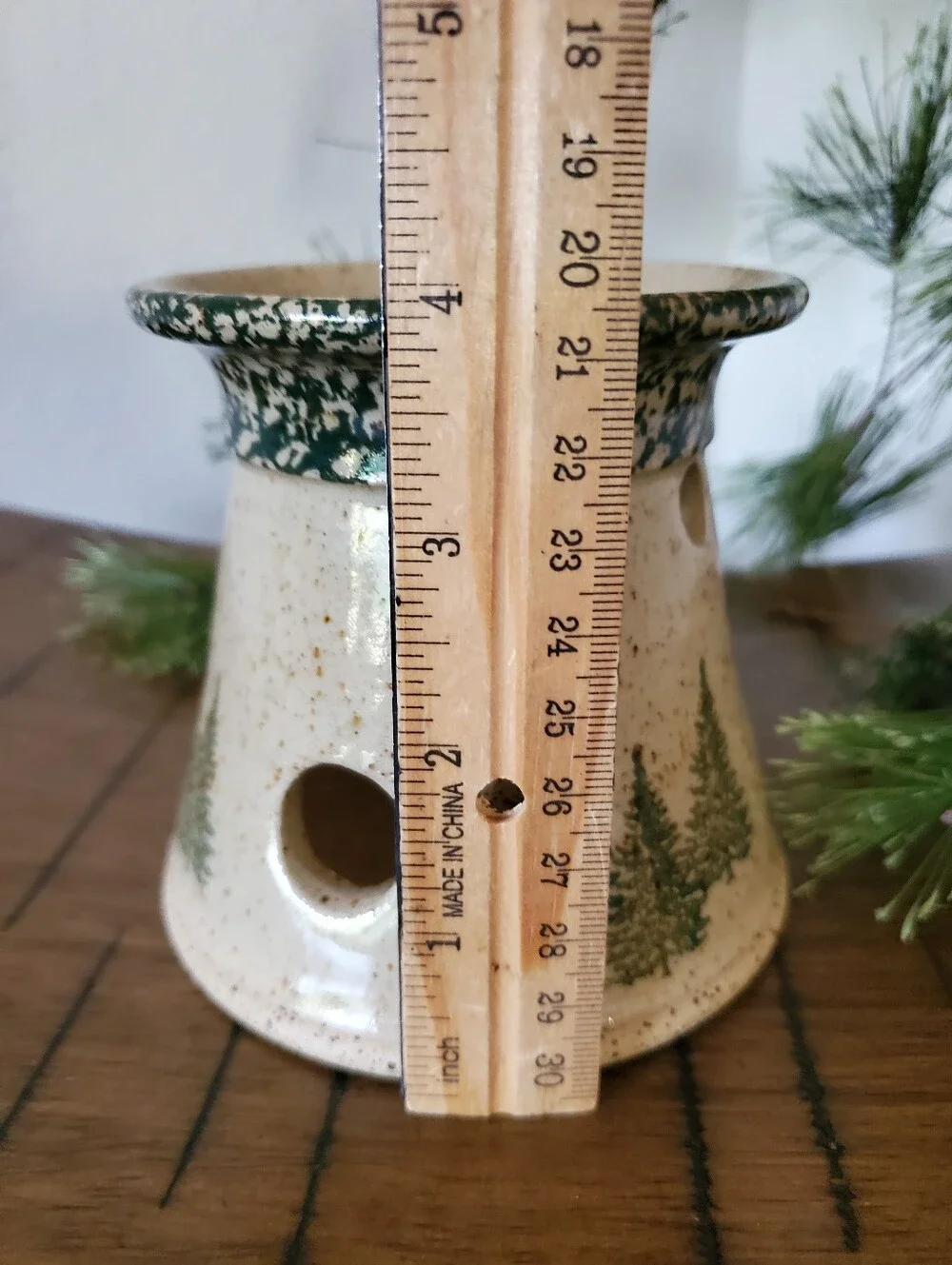 Three Rivers Pottery Winter Pines Vintage 1996 Ceramic Votive Candle Tea Light